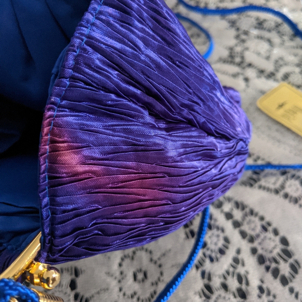 Vintage Retro Rare Crossbody Bag Purse Purple Blue Satin Cosplay Costume - Picture 6 of 10